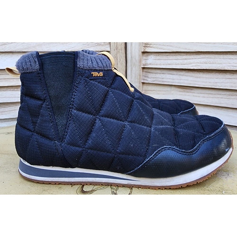 Teva Sz 9 Black Quilted Textile Ember Commute Mid Boots Fall Winter Warm Cozy